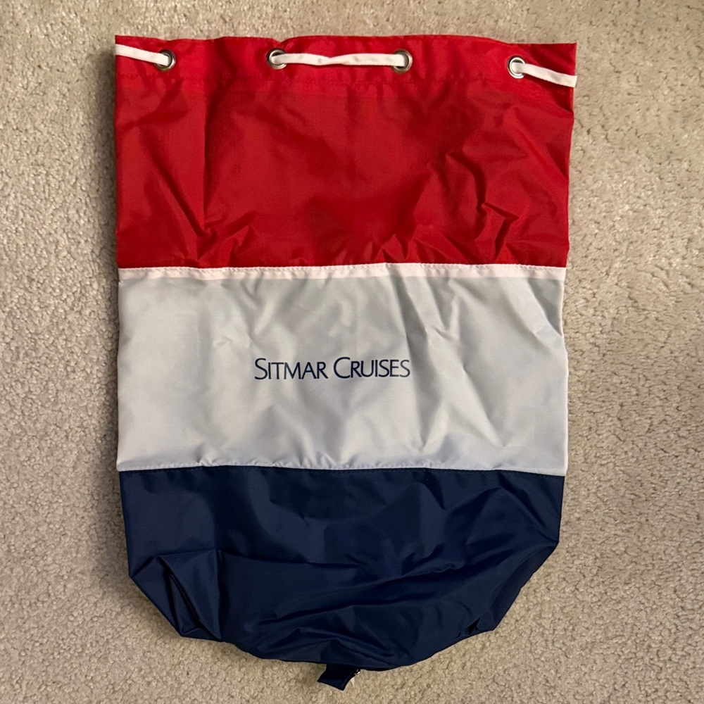 Vintage Sitmar Cruises Red, White, and Blue Drawstring Bag